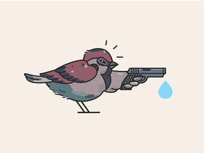 Sparrow ai angry bird fun illustration pistol sparrow vector