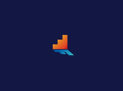 Coaching logo blue coaching letter orange shadow stairs