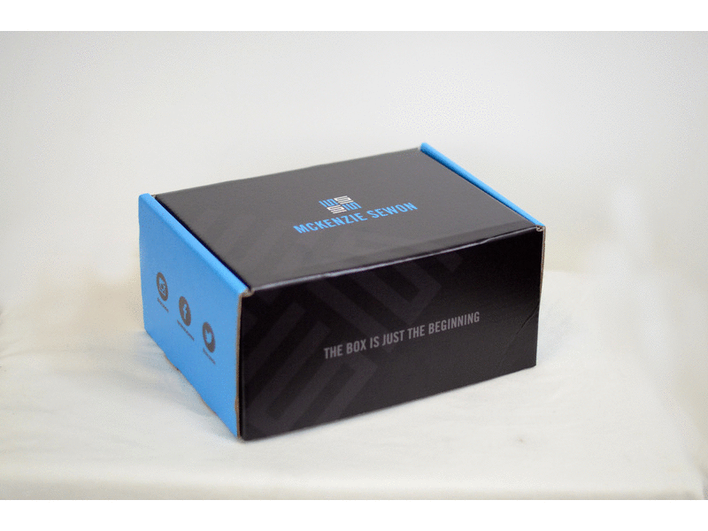 McKenzie SewOn Unboxing branding custom box design gif packaging unboxing experience