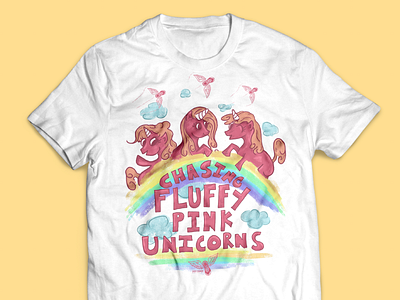 Chasing Fluffy Pink Unicorns apparel brewery illustration screenprint t shirt t shirt design