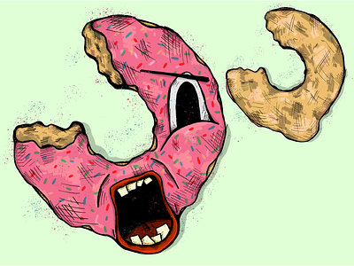 Screaming Doughnut character doughnut frosting fun illustration prink sprinkles