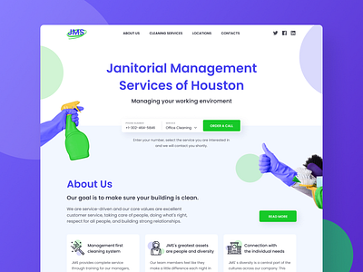 Janitorial Services - Landing page cards clean cleaning design figma icon janitor landing landing page logo mop photo photos photoshop shadow typography ui ux