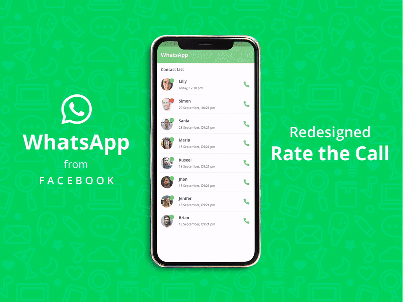 Rate the call - Redesigned - Whatsapp adobe photoshop adobexd app design mobile app mobile ui rate the call rating sketchapp ui ui design uiux whatsapp whatsapp redesign