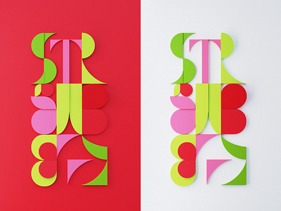 Strawberry letters 1 3d blender blender 3d cut out letters paper sticky notes typogaphy