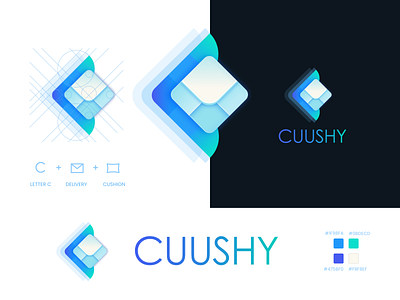 CUUSHY Logo branding cushion delivery envelope identity illustration logo logo design logotype mark symbol