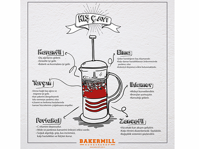 French Press with hand-drawn