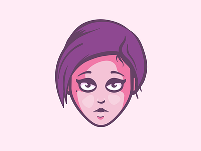 Purple Hair face female person purple vector woman