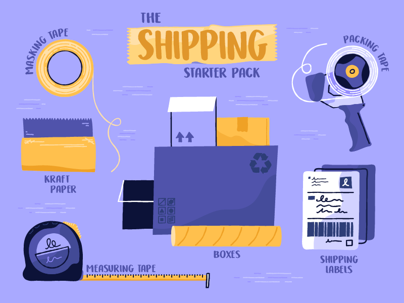 Shipping Starter Pack monthly illustration vector entrepreneur shopify mail shipping