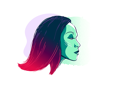 Gamora face gamora guardiansofthegalaxy illustrator side profile wacom