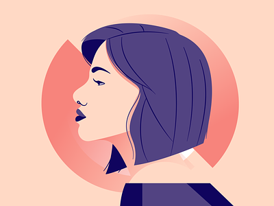 Side Profile face illustration illustrator purple vector woman