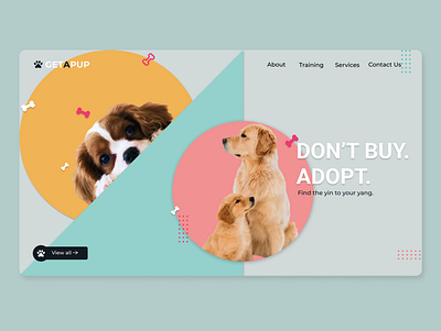 GetAPup - A Pup Shelter Hero Page! branding colorful design dogs figma hero landing shapes