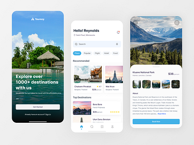 Tourezy - Travel Mobile App design mobile app travel app ui