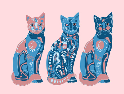 Three Cats illustration illustration art