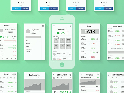 Social Stock App wireframes financial social stock user experience ux wireframes wires