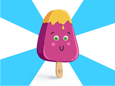 Icy alkoreiel ciel cute digital icecream illustration kawaii kid magenta pink popsicle procreate redbubble yellow