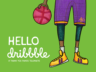 Hello Dribbble alko alkoreiel basket hello dribbble illustration ipad pro isio rizado legs legs project procreate