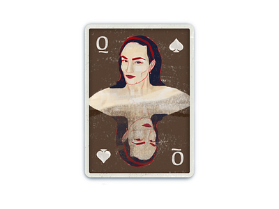Queen of Spades - Dribbble warmup 11 alko alkoreiel design digital illustration isio rizado playing card procreate queen queen of spades selfportrait