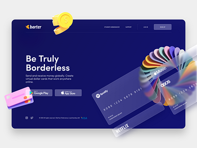 Barter by Flutterwave Website Landing Page UI/UX Redesign credit cards glassmorphism minimal payment productdesign ui ui design uidesign uidesigner uiux ux web webdesign