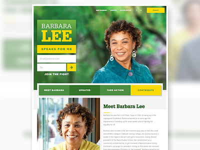 Barbara Lee for Congress branding california campaign candidate government homepage political politics theme usa web design wordpress