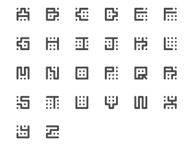 Molly alphabet dot font grid robot