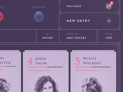 Game of Thrones Interface — top right