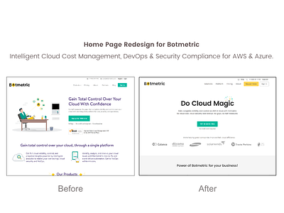 Home Page Redesign For Botmetric | Before After | botmetric home page redesign sketch app