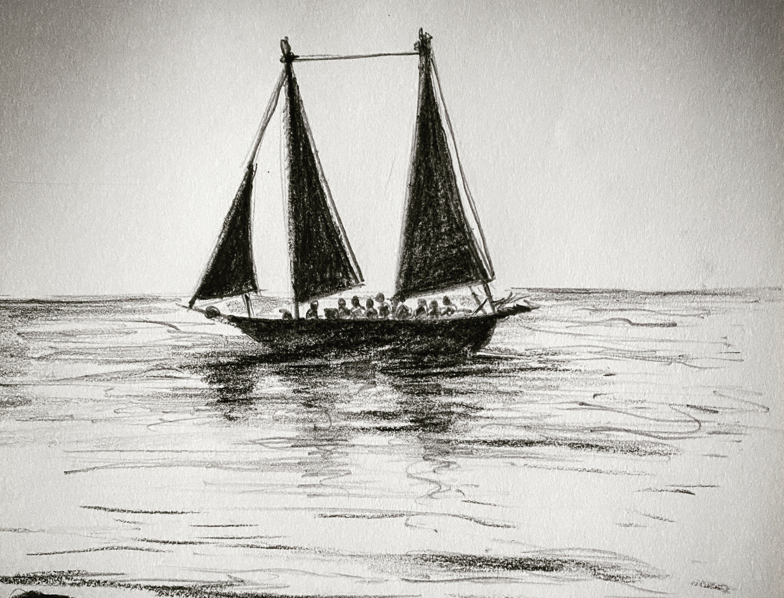 Pencil sketch drawing boat in open sea by Rakesh Mondal on Dribbble