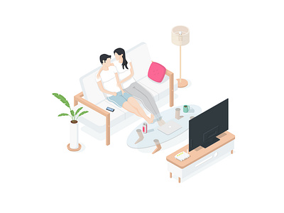 Living Room branding design design for sale family flat illustration illustration isometric livingroom uiux vector web design