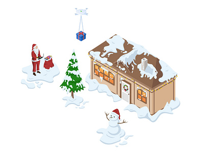 Santa claus christmas holiday icon illustration isometric landing page santaclaus ui ux vector