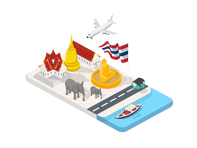 Thailand city illustration city design illustration isometric thailand town vector