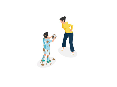 Mom and son isometric illustration clipart design flat design isometric kids kids illustration ui ux vector woman