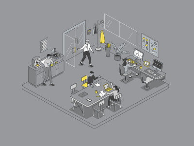 office line art isometric app design illustration isometric office office design scene ui ux vector web