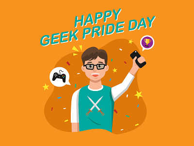 Geek Pride Day Dude clipart design flat design flat illustration geek geek prided day ggeeky icon illustration ui ux vector