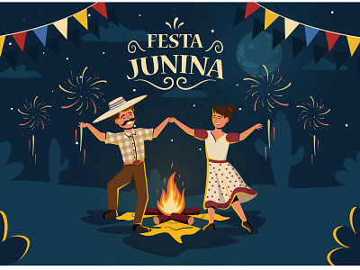 Festa junina illustration celebration design festa festajunina festival flat design flat illustration holiday illustration vector