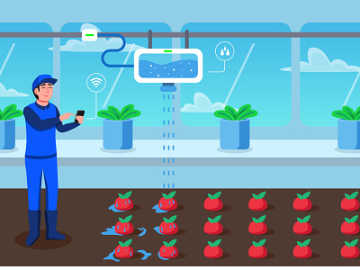 Integrated Modern farming illustration