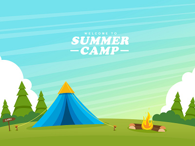 Summer Camp Illustration design festival flat design flat illustration illustration playground summer summer camp vector