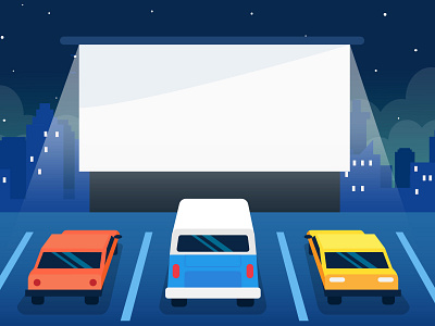 Drive In Movie illustration cinema design drive in flat illustration illustration movie night outdoor vector