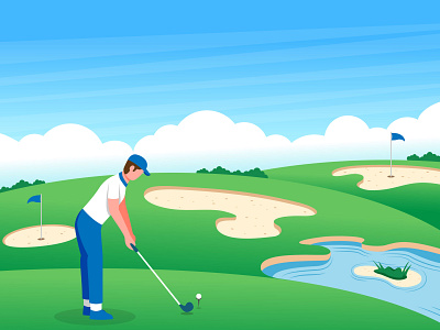 Golf Activity Illustration design flat design flat illustration golf grass illustration outdoor summer vector
