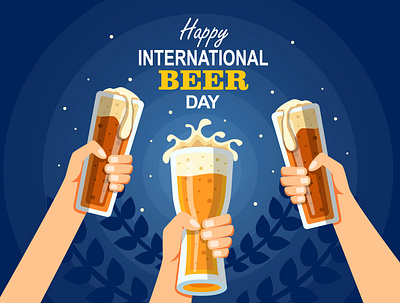 Happy International Beer Day beer beerday flat design flat illustration illustration international vector