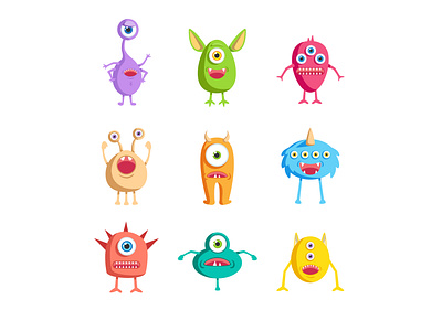 Cute Cartoon Monster Sticker Set