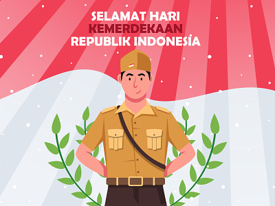 Indonesia Independence Day illustration flat design flat illustration freedom hero illustration independence indonesia patriot vector