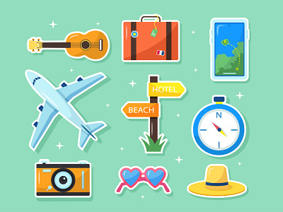 Travel Icon Pack design flat illustration icon logo travel vector