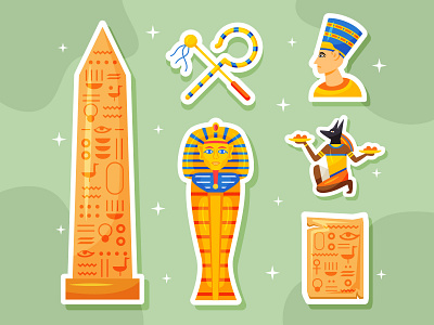 Ancient Egyptan Sticker Icon ancient egypt flat design icon logo mummy sticker vector