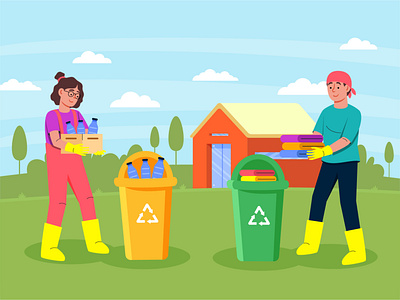 People Recycling Activity activity family flat design home people recycling vector