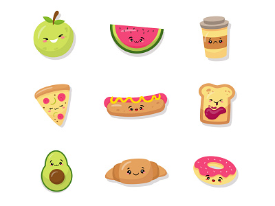 Kawai Food Icon Pack asian branding design food icon japan kawai logo vector