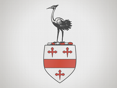 Cranes Of Suffolk, Coat Of Arms black coat of arms crane crest gray grey illustration ink red