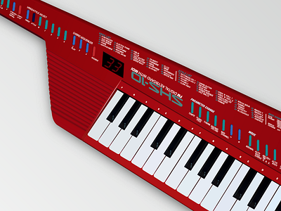Yamaha SHS-10 Keytar 1980s illustration illustrator keyboard keytar realistic red