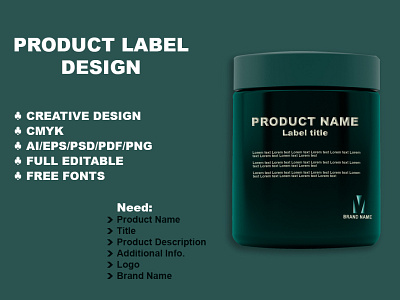Product Label Design brand branding design graphic design illustrator label photoshop print printable design product product desgin product label design sharif