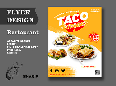 Restaurant Flyer Design brand branding brochure business card corporate design design flyer flyer design graphic design illustrator photoshop restaurant restaurant flyer design sharif