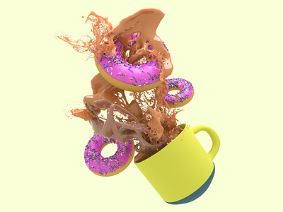 Coffee Explosion 3d art blender blender 3d coffee design digital art. digital design digital painting donut illustration liquid render